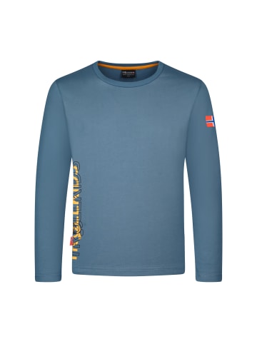 Trollkids Longsleeve "Stavanger" in Stahlblau/Schwarz/Mango