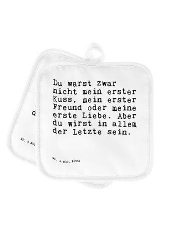 Mr. & Mrs. Panda Ofenhandschuhe Du warst zwar nicht... mit Spruch in Weiß