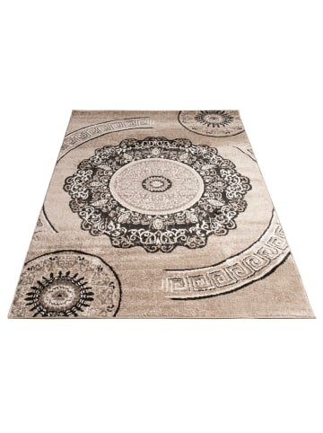 KADIMA DESIGN Teppich Kurzflor Mandala Wohnzimmer schmutzabweisend in Braun