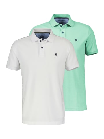 Lerros Poloshirt Basic in Weiß / türkis