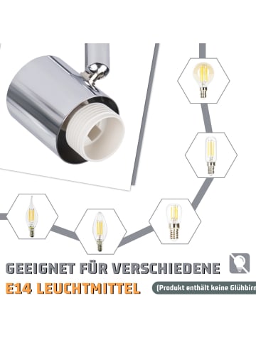 ZMH Deckenleuchte in Weiß 3-flammige E14 Glas Morden schwenkbar Deckenspots