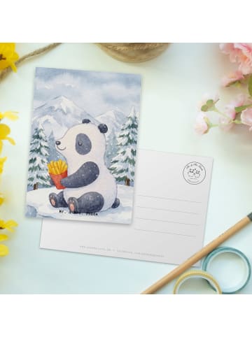 Mr. & Mrs. Panda Postkarte Panda Winter Pommes Design ohne Spruch in Weiß
