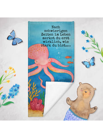 Mr. & Mrs. Panda Duschhandtuch Tintenfisch Design mit Spruch in Gelb Pastell