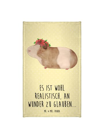 Mr. & Mrs. Panda Gästehandtuch Meerschweinchen Weisheit mit Spruch in Gelb Pastell