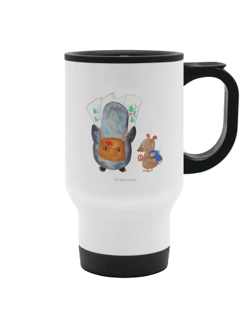 Mr. & Mrs. Panda Kaffeebecher Pinguin & Maus Wanderer ohne Spruch in Weiß