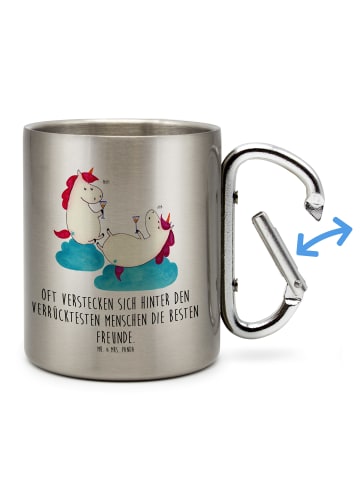 Mr. & Mrs. Panda Thermobecher Einhorn Sekt mit Spruch in Silber
