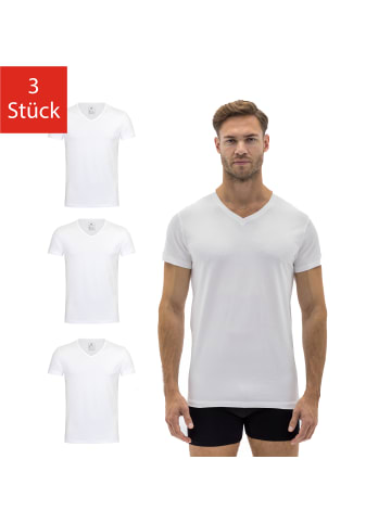 Barrio 13 4er Pack: T-Shirt mit V-Ausschnitt in weiß