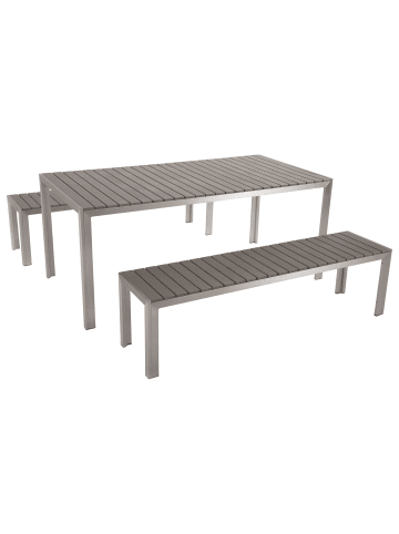 Beliani 3-tlg Gartentisch Set NARDO in Grau/Silber