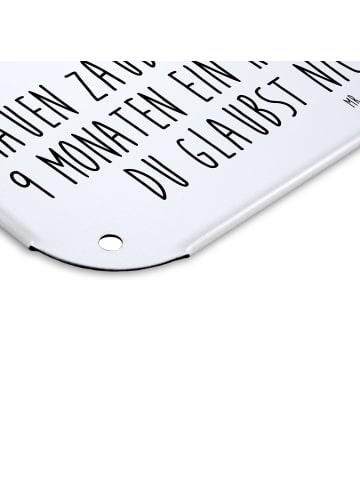 Mr. & Mrs. Panda Schild Storch mit Spruch in Weiß