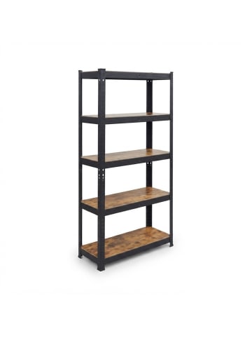 relaxdays Schwerlastregal in Schwarz/Braun - (B)90 x (H)180 x (T)40 cm
