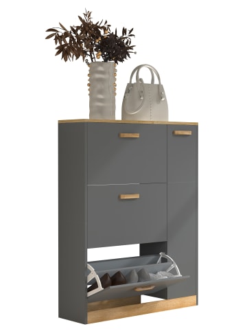 VCM  Holz Schuhregal Schuhschrank Schuhkipper Halom L in Anthrazit
