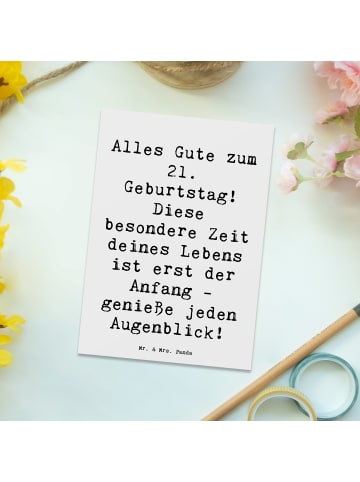 Mr. & Mrs. Panda Postkarte Spruch 21. Geburtstag Freude mit Spruch in Weiß