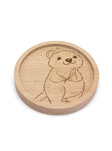 Mr. & Mrs. Panda Holz Untersetzer Quokka Happy ohne Spruch in Transparent