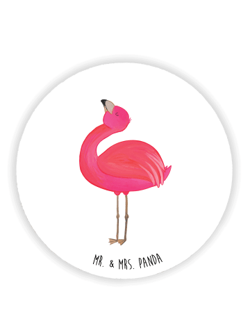 Mr. & Mrs. Panda Rund Magnet Flamingo Stolz ohne Spruch in Weiß