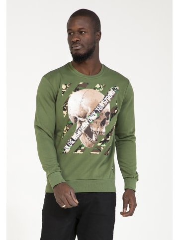 PLUS EIGHTEEN Herren Sweater Mit Print in Grün