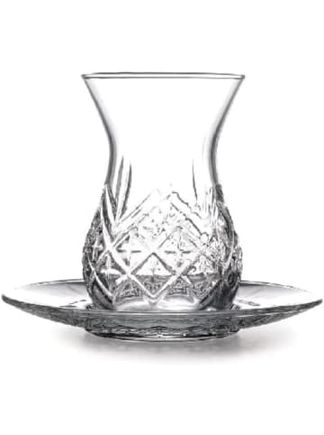 Pasabahce Teeglas Set 12 Teilig mit Untertassen 132ml aus Glas transparent in Transparent