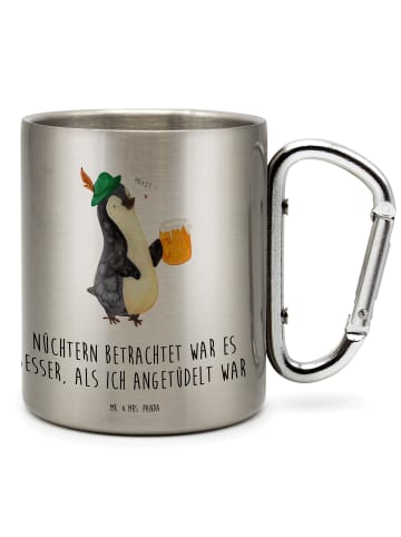 Mr. & Mrs. Panda Isolierbecher Pinguin Bier mit Spruch in Silber
