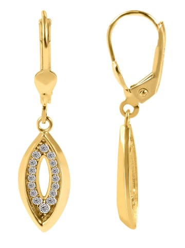 Adeliás Damen Ohrringe – Ohrhänger aus 375 Gold mit Zirkonia in gold