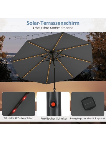 COSTWAY Sonnenschirm 300 cm mit LED in Grau