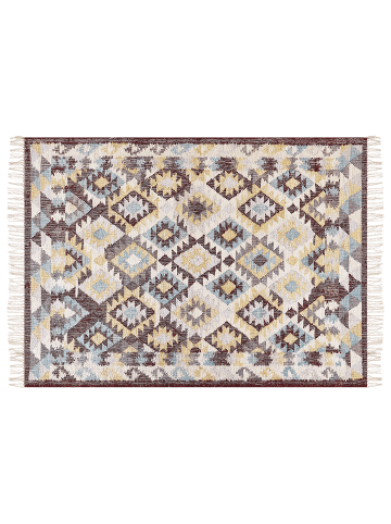 Beliani Geflochtener Teppich FENER in Bunt/Beige/Rot - (W) 160 x (H) 0.6 x (L) 230 cm