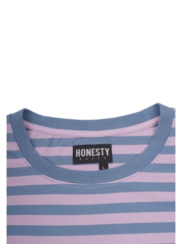 HONESTY RULES T-Shirt " Striped " in aegean-blue-faded-pink