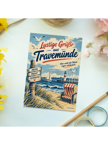 Postkarte Hafen nostalgisch Design mit Spruch in Weiß