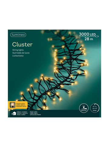 LUMINEO Lichterkette CLUSTER 3000 LED 28 m, schwarzes Kabel in klassisch warm