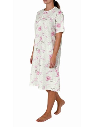 NORMANN Kurzarm Nachthemd Knopfleiste am Hals - 80123 in rosa