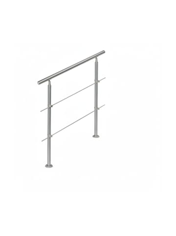 relaxdays Treppengeländer 2 Querstreben in Silber - (L)100 m x (H)108 cm