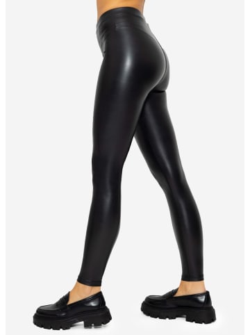 SASSYCLASSY Thermo Leggings in Lederoptik in Schwarz