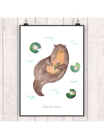 Mr. & Mrs. Panda wanddeko Otter Seerose ohne Spruch in Weiß