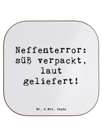 Mr. & Mrs. Panda Untersetzer Neffe Chaos mit Spruch in Weiß