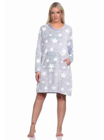 NORMANN langarm Nachthemd Bündchen Sterne Coralfleece - 76768 in blau