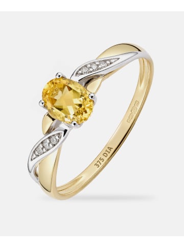 Diamant L'éternel Ring, mit Citrin, 375 Gelbgold