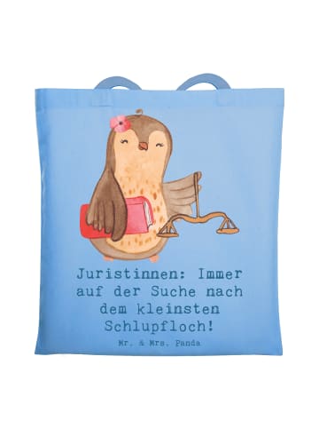 Mr. & Mrs. Panda Tote Bag Juristin Schlupfloch mit Spruch in Sky Blue