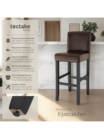 tectake Bistrostuhl gepolstert mit Rückenlehne, Sitzhöhe 76 cm