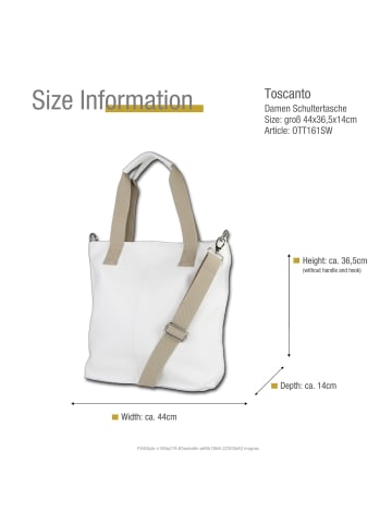 Toscanto Leder Schultertasche, Shopper Toscanto Tasche weiß ca. 44cm