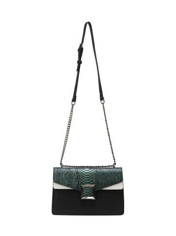 faina Women Flap Bag in Green Black