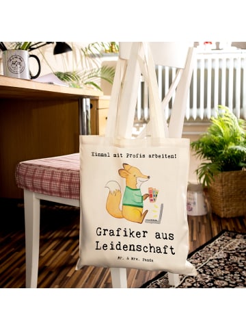 Mr. & Mrs. Panda stofftasche baumwolle Grafiker Leidenschaft mit... in Creme