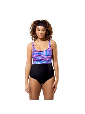 Speedo Print Contour Eclipse Badeanzug in schwarz