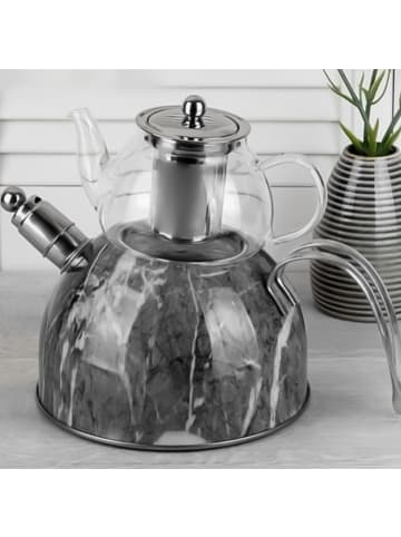 COFI 1453 Teekocher 3 Liter + 600ml Teekanne  18/10 Edelstahl in Schwarz