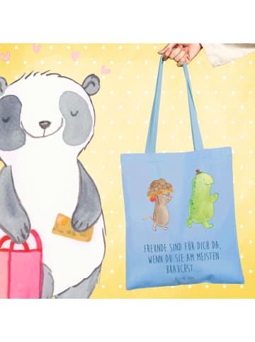 Mr. & Mrs. Panda Shopping Tasche Schildkröte Maus mit Spruch in Sky Blue