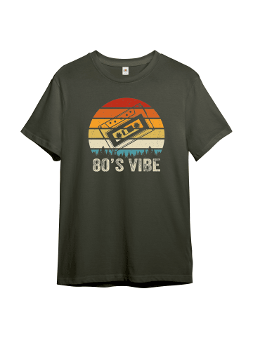 PAULGOS Herren T-Shirt, Retro 80´s vibes in Olive