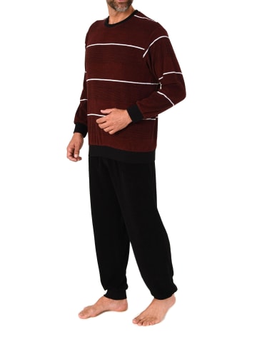 NORMANN Langarm Schlafanzug Frottee Bündchen in rot