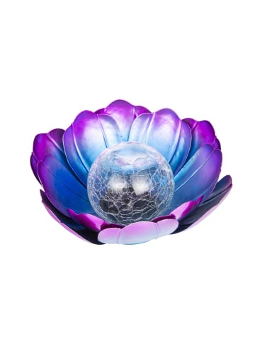 MARELIDA LED Solar Lotusblüte mit Glaskugel in lila - D: 27,6cm