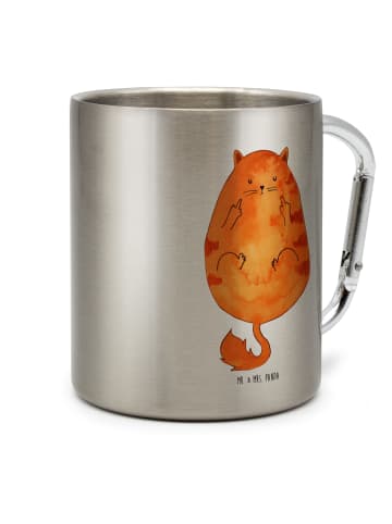 Mr. & Mrs. Panda Thermobecher Katze Mittelfinger ohne Spruch in Silber