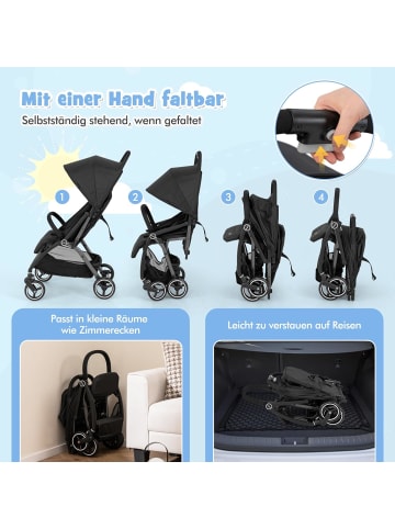 COSTWAY Kinderwagen einhändig klappbar in Schwarz