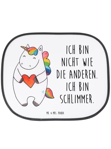 Mr. & Mrs. Panda Sonnenblende Auto Einhorn Herz mit Spruch in Weiß