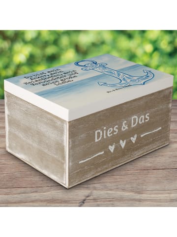 Mr. & Mrs. Panda holzschatulle Anker Blau Design mit Spruch in Weiß