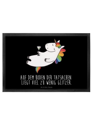 Mr. & Mrs. Panda Fußmatte Einhorn Blümchentail mit Spruch in Schwarz